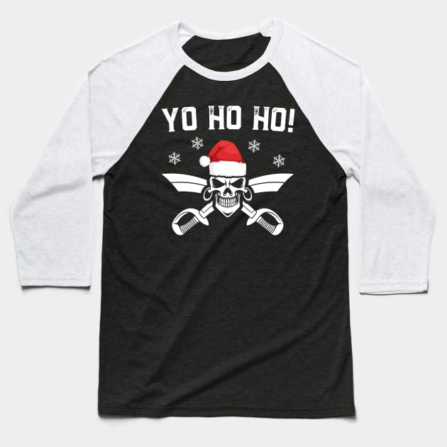 Pirate Santa Hat Yo Ho Ho Funny Pirate Christmas Baseball T-Shirt by trendingoriginals